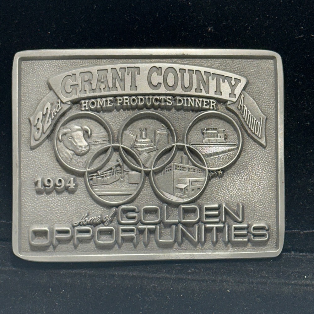 Vintage 1994 Grant County Golden Opportunities Limited Edition Buckle 47/100
